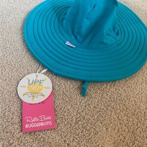 Ruffle Butts Teal Wide-Brim Sun Hat